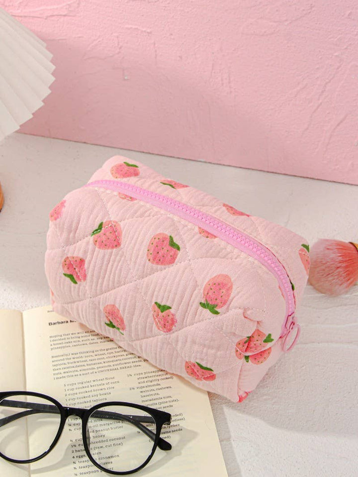 FLORAL TOILE PATTERN MAKEUP COSMETIC POUCH BAG