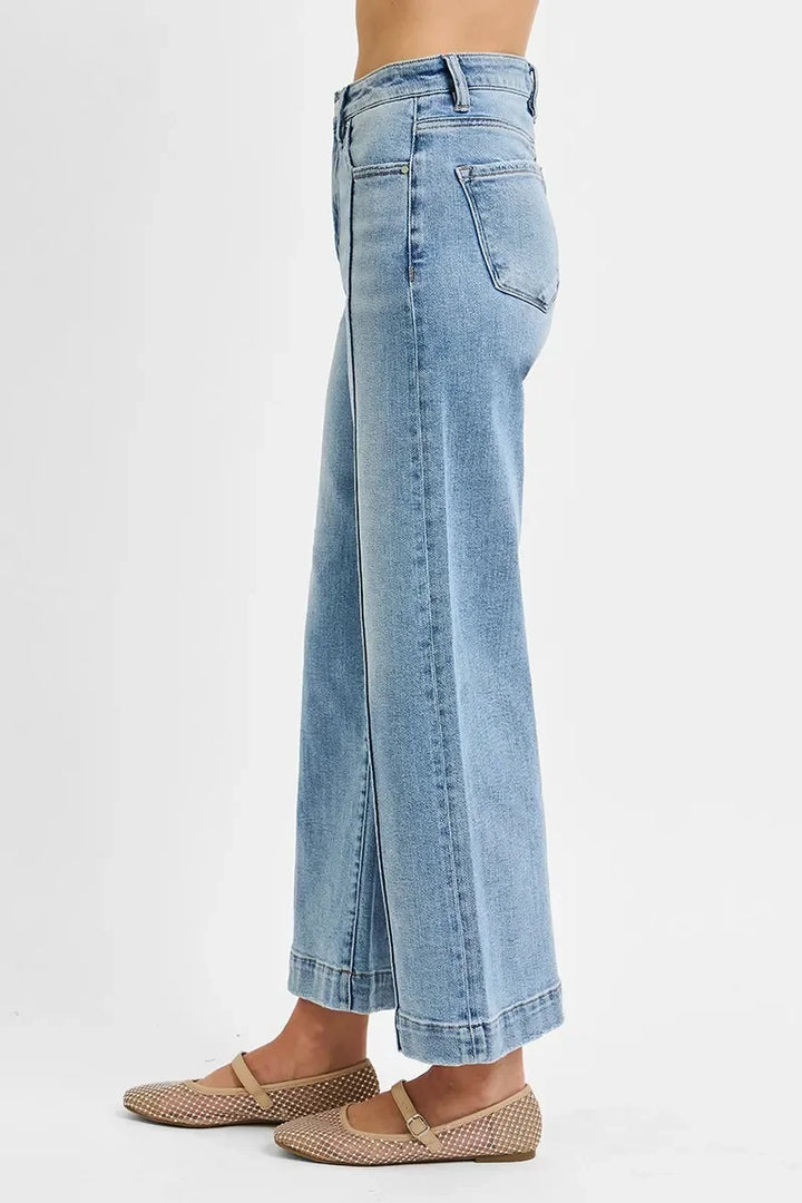 Denim - RISEN Full Size High Rise Crop Wide Leg Jeans - - Cultured Cloths Apparel