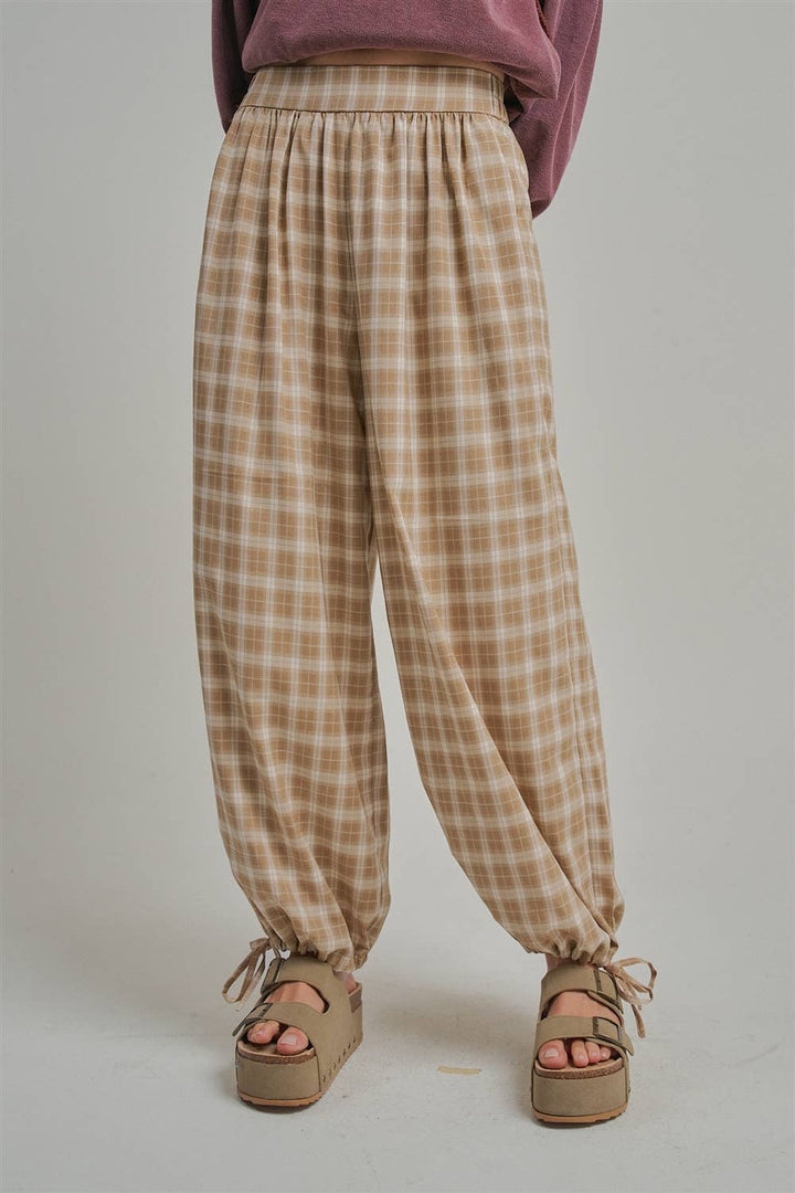 PLAID CHECKERED WIDE LEG BALLOON PANTS