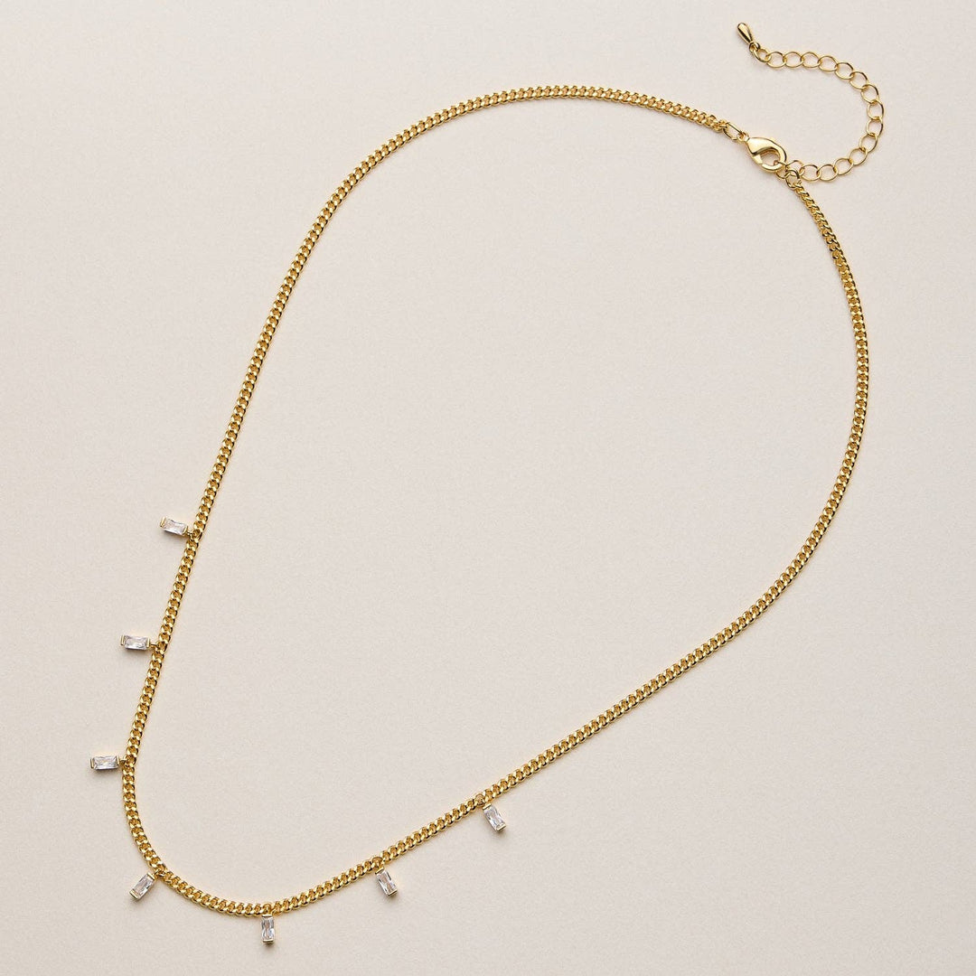 Accessories, Necklaces - Gold Dipped Baguette Crystal Charm | Necklace - - Cultured Cloths Apparel