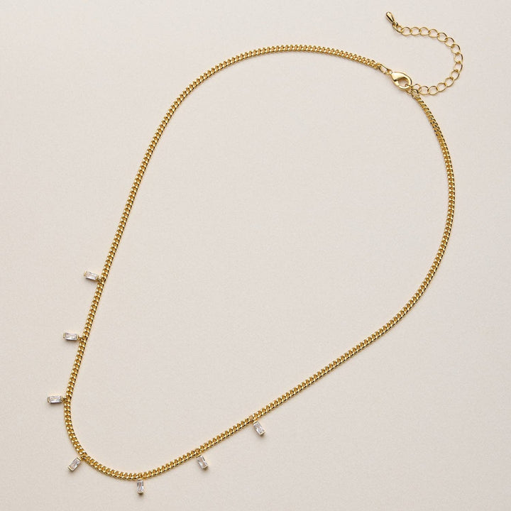 Accessories, Necklaces - Gold Dipped Baguette Crystal Charm | Necklace - - Cultured Cloths Apparel