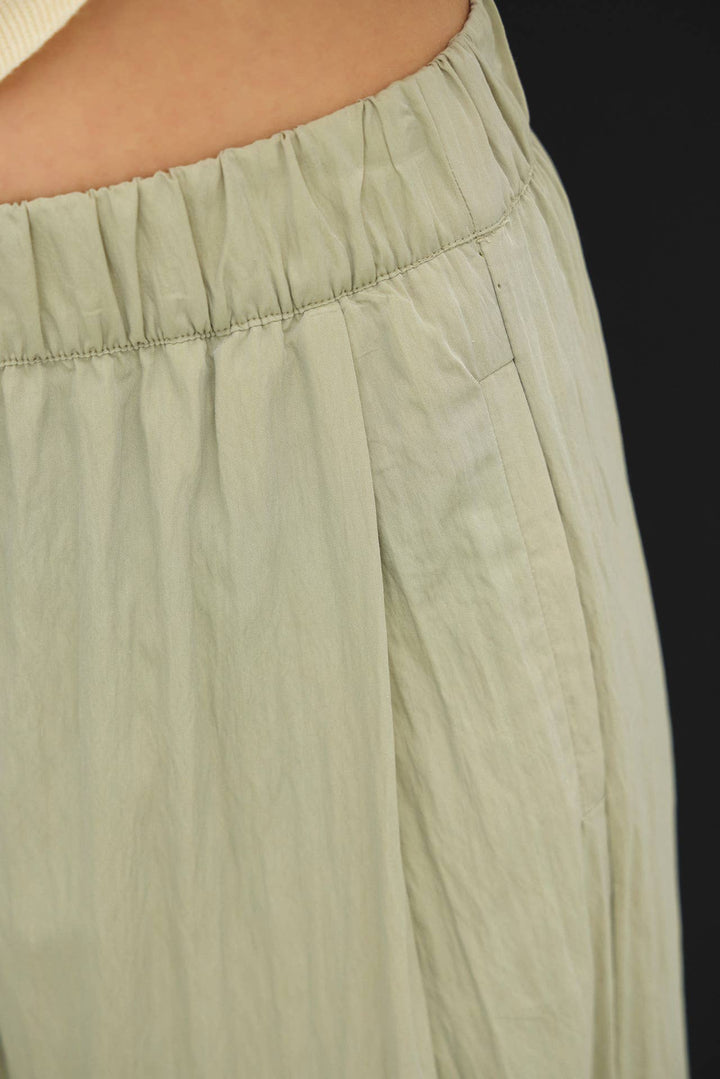 Pants - CRINKLED WIDE LEG CROPPED PULL ON PANTS - - Cultured Cloths Apparel