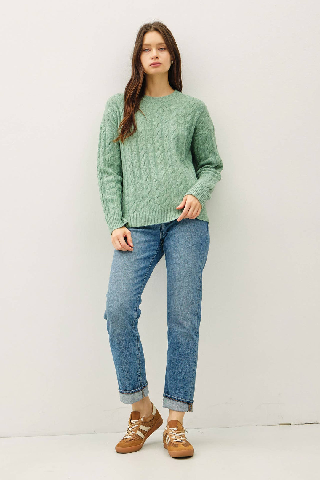 Women's Sweaters - ULTRA SOFT CABLE KNIT CREWNECK SWEATER TOP - - Cultured Cloths Apparel