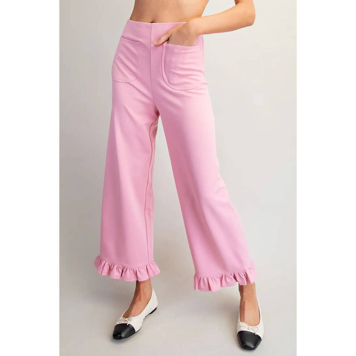 Pants - Straight Leg Ruffled Hem Pants - - Cultured Cloths Apparel