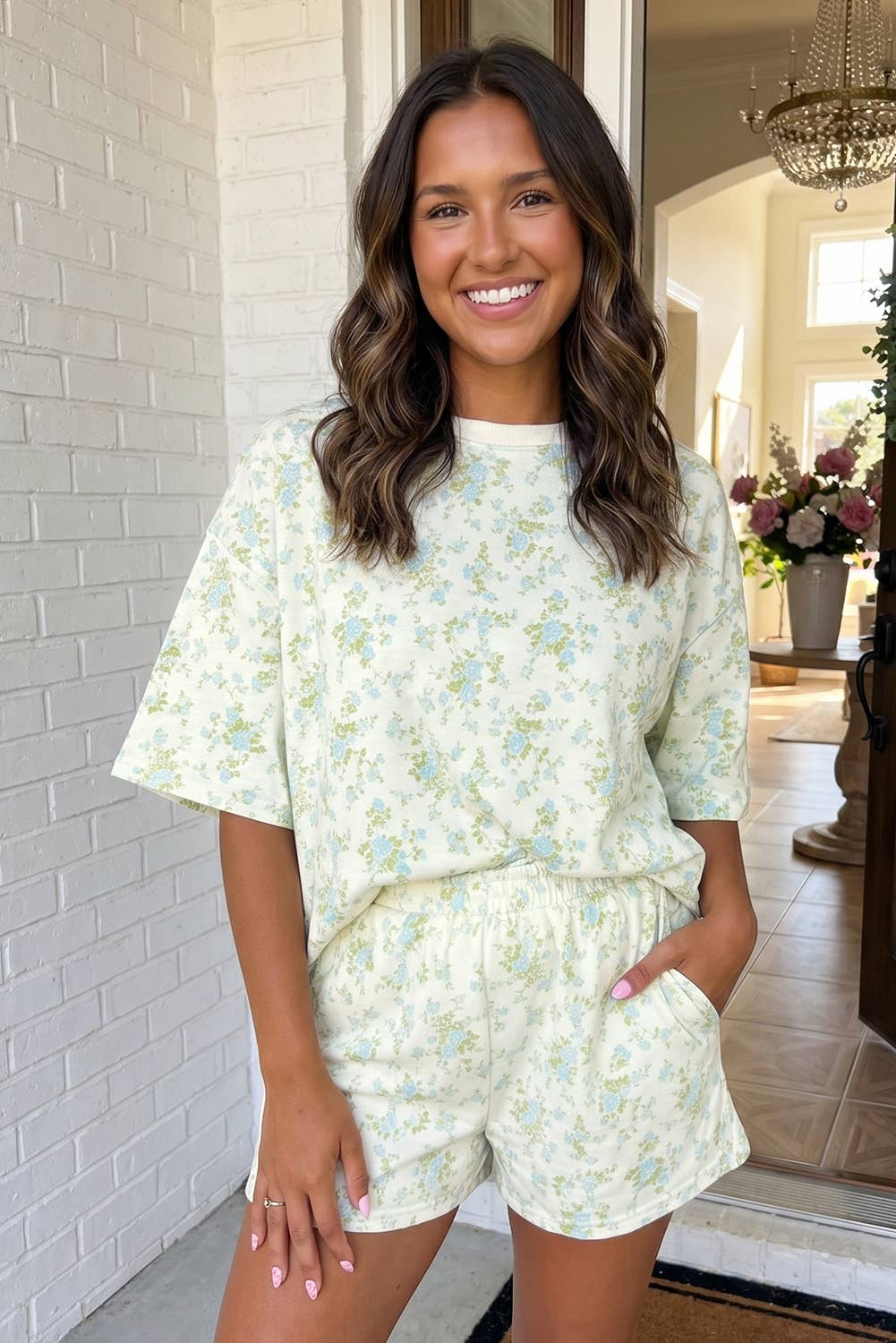 Floral Oversized Tee and Shorts Set (S-XL)