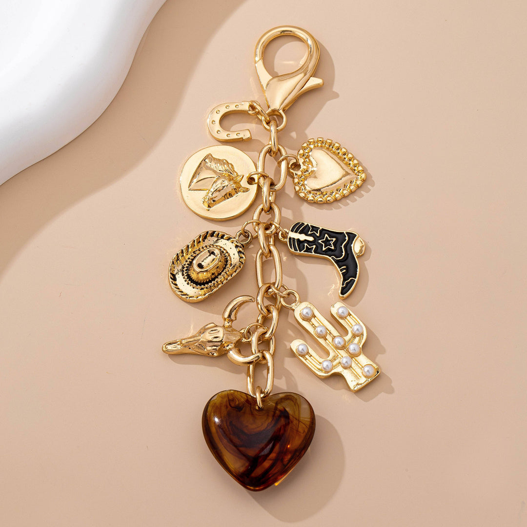 Accessories, Key Chains - WESTERN HEART CROSS HAT BOOT HEART BAG CHARM - - Cultured Cloths Apparel