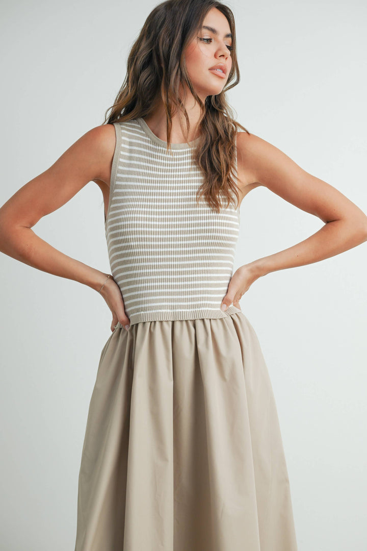 Dresses - Striped Sleeveless Maxi Dress with PocketS - - Cultured Cloths Apparel