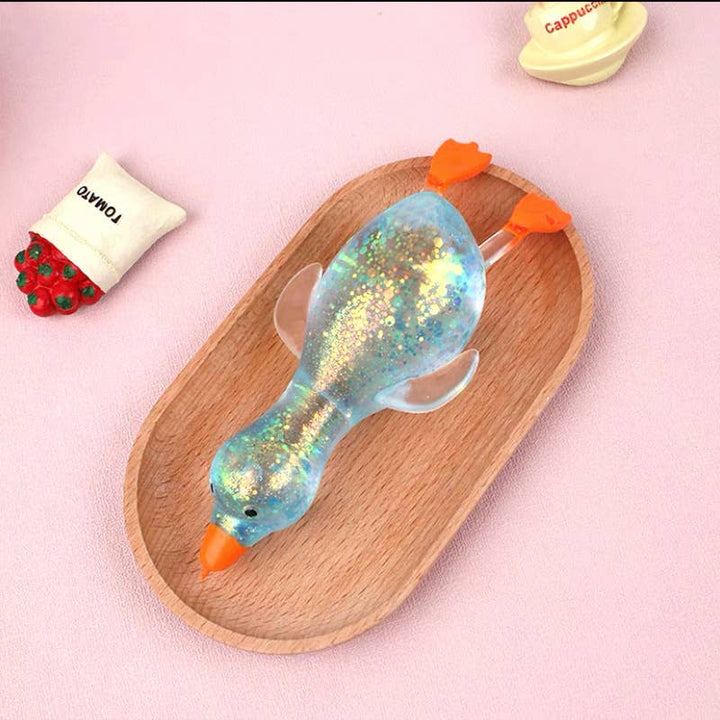 Accessories, Toys - Cute Goose Duck Glitter Squishy Squeeze Toy Fidget Toy - Blue - Cultured Cloths Apparel