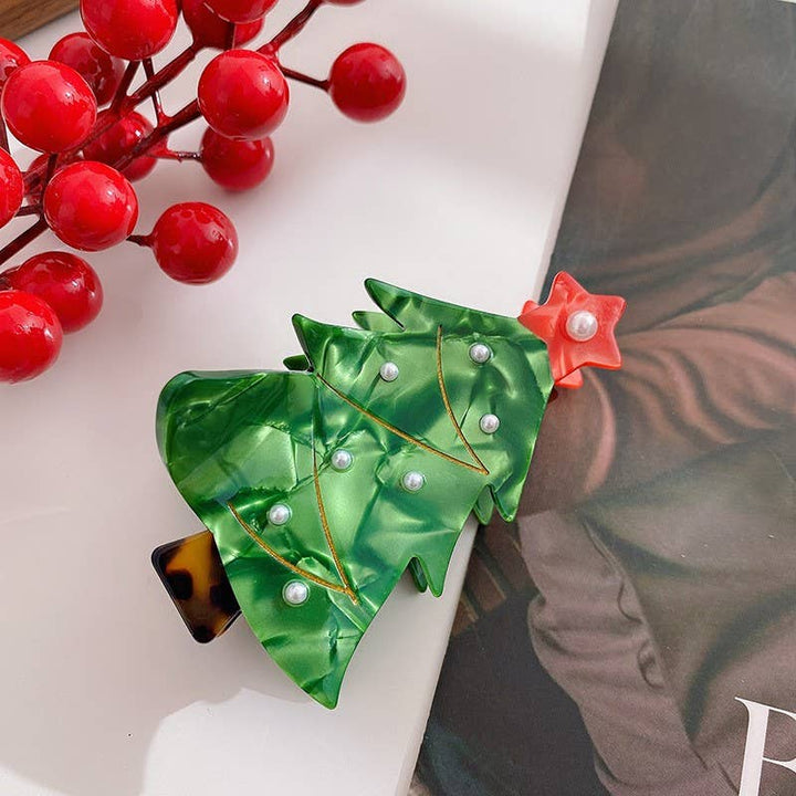 Accessories, Hair - CHRISTMAS TREE SANTA SNOWMAN HAIR CLAW CLIPS | 40H939 - - Cultured Cloths Apparel