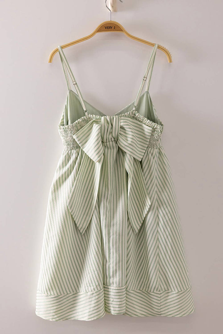 Women's Dresses - Stripe Bow Babydoll Sundress - - Cultured Cloths Apparel
