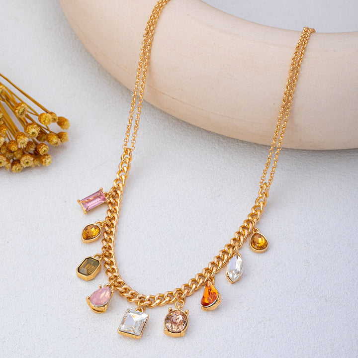 Accessories, Necklaces - Multi-Shape Earth Tone Crystal Charm Necklace | 80N93404 - - Cultured Cloths Apparel
