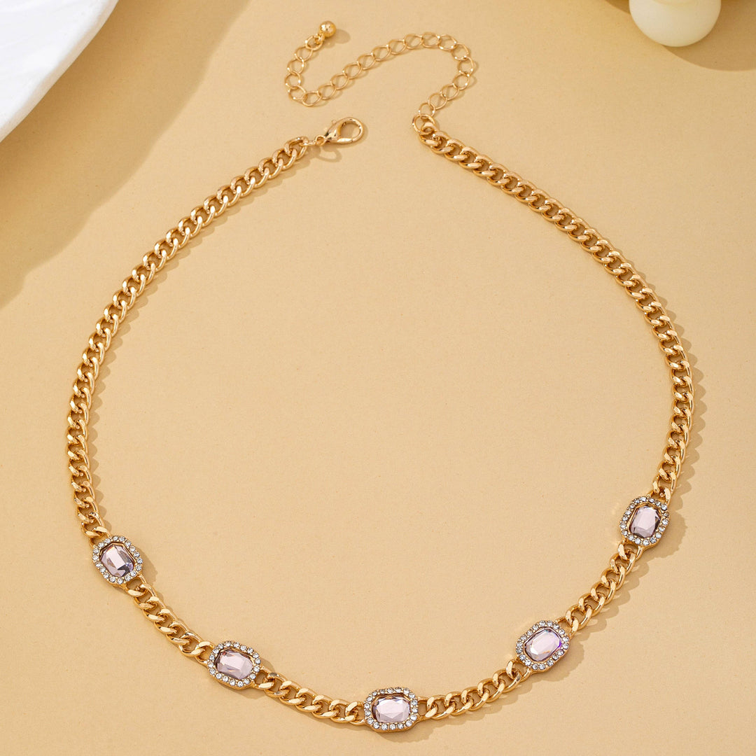 Accessories, Necklaces - Soft Pink Crystal Station Statement Necklace | 80N93382 - - Cultured Cloths Apparel