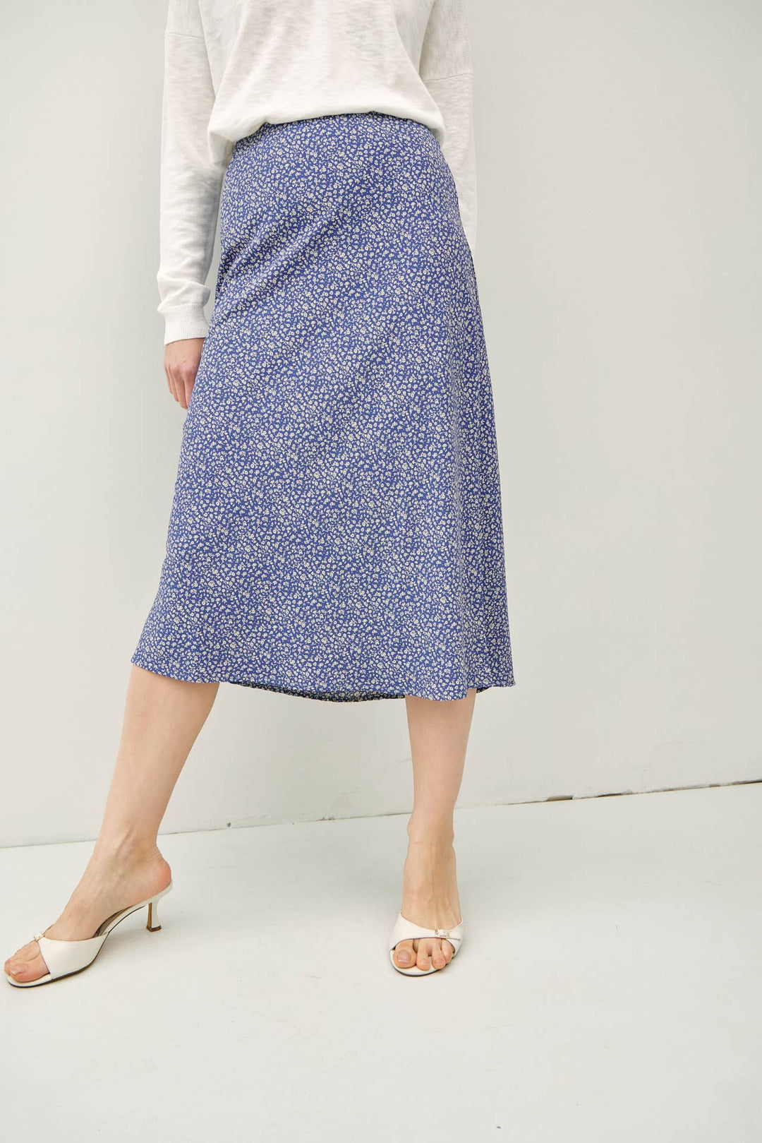 PRINT MIDI SKIRT WITH ELASTIC WAISTBAND