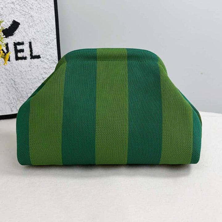Compact Urban Chic Stripe Design Clutch Bag Makeup Pouch