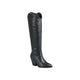 Shoes - RIVER-17-KNEE HIGH WESTERN BOOT - BLACK - Cultured Cloths Apparel
