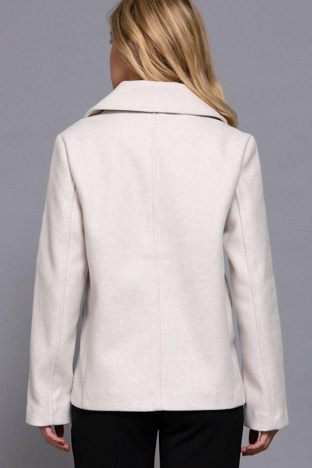 Outerwear - Long Sleeve Soft Felt Short Peacoat - - Cultured Cloths Apparel