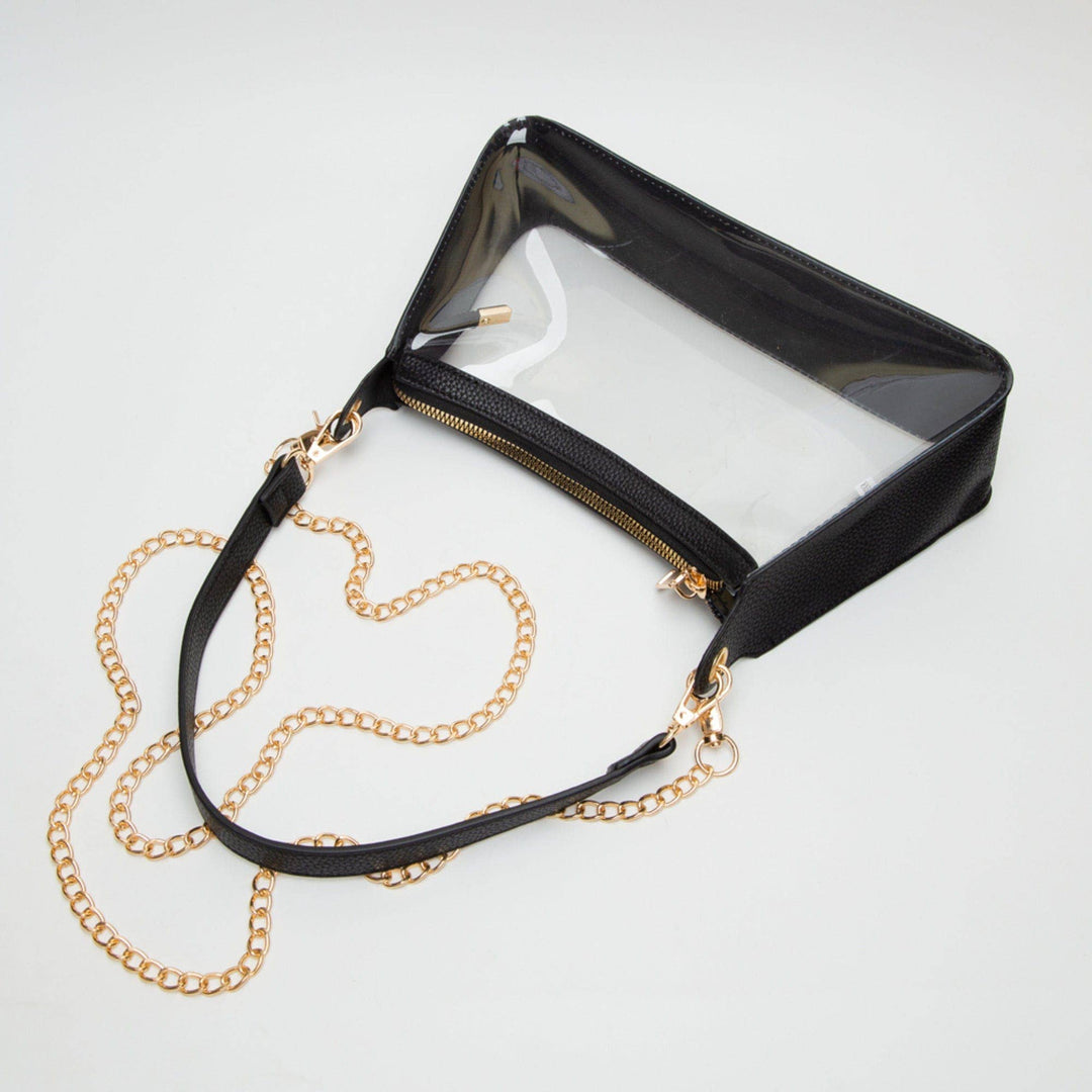 - Marilyn Clear Satchel Bag With Chain Strap - - Cultured Cloths Apparel
