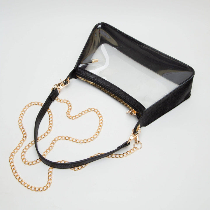- Marilyn Clear Satchel Bag With Chain Strap - - Cultured Cloths Apparel