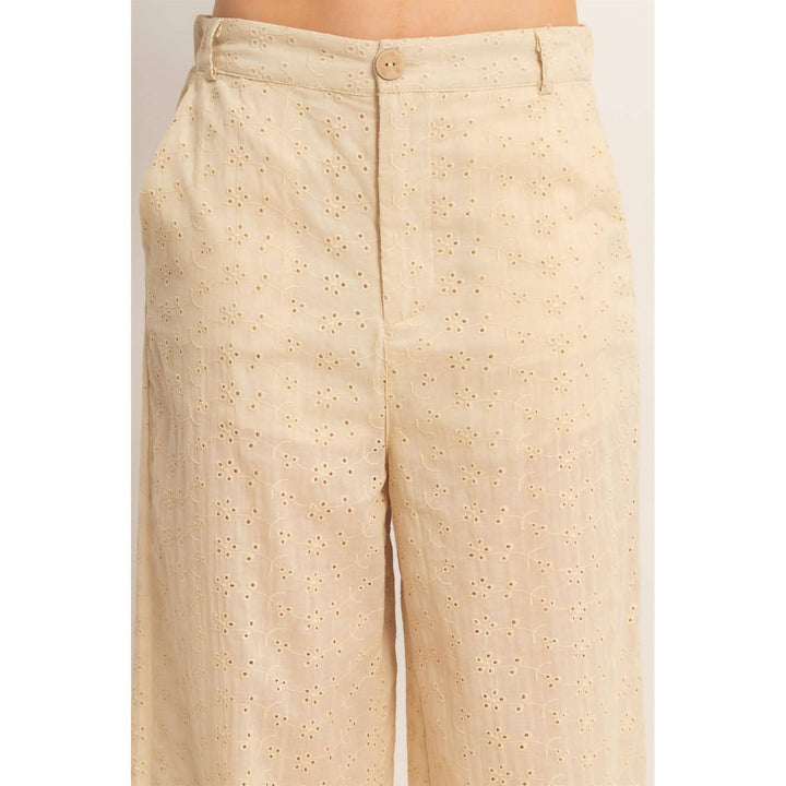 Olive Floral Eyelet Pants