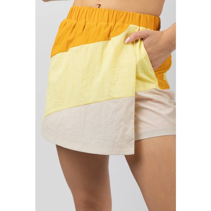Women's Skirts - Curved Color Block Activewear Skort - - Cultured Cloths Apparel