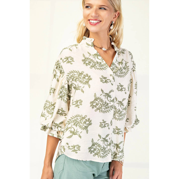 Women's 3/4 Sleeve - Balloon Sleeves Blouse - - Cultured Cloths Apparel