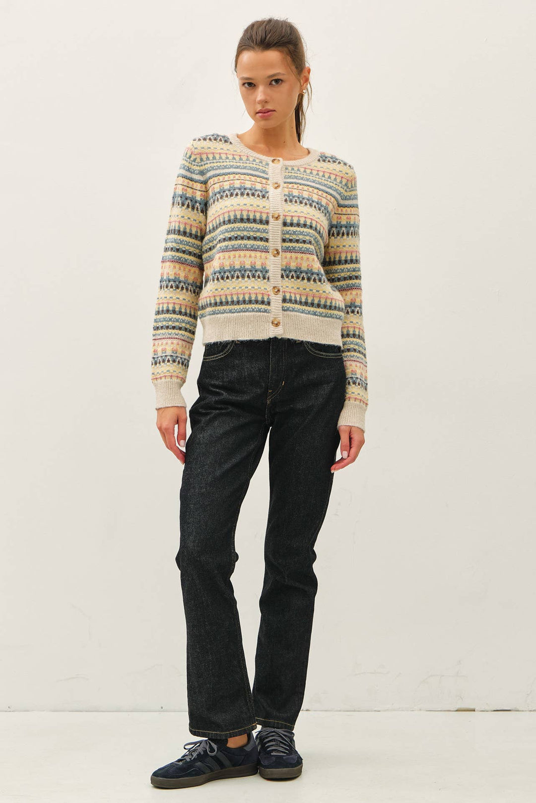 HERITAGE FAIR ISLE CROP CARDIGAN