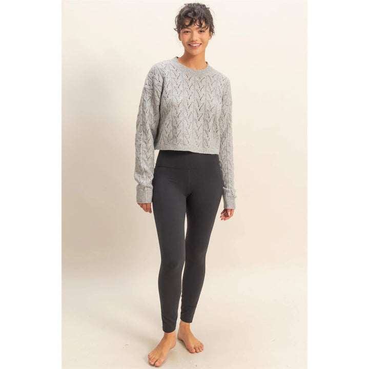 Women's Sweaters - Cropped Cable Knit Sweater - - Cultured Cloths Apparel