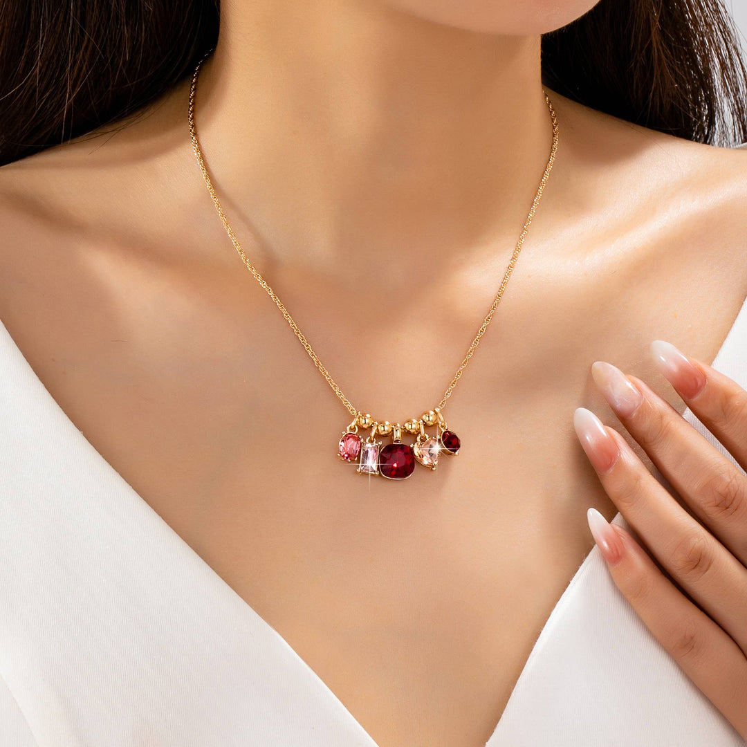 Accessories, Jewelry - Multicolor Crystal Cluster Charm Pendant Necklace | 80N93296 - - Cultured Cloths Apparel