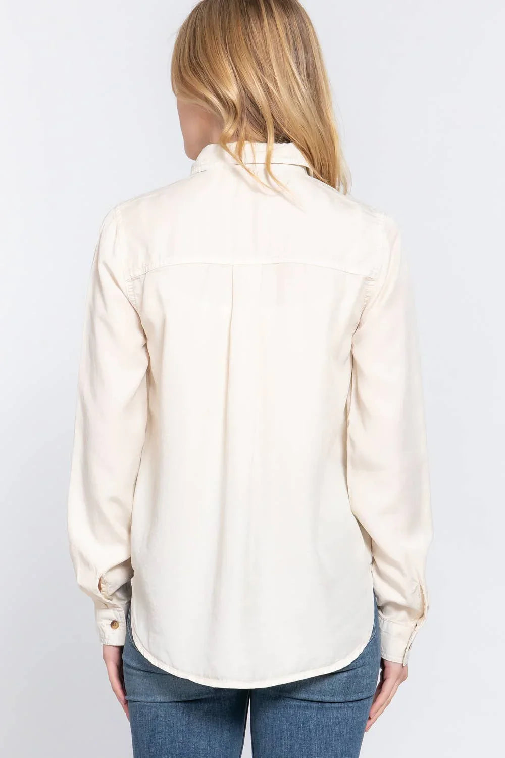 Women's Long Sleeve - Long Sleeve Color Tencel Shirt - - Cultured Cloths Apparel