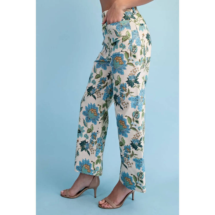 Pants - Floral Ankle Cropped Pants - - Cultured Cloths Apparel