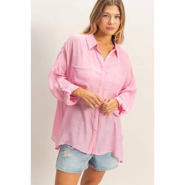 Women's Short Sleeve - Button-Down Blouse - COTTON CANDY - Cultured Cloths Apparel