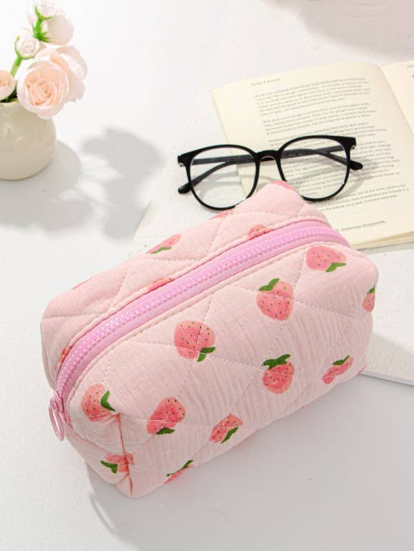FLORAL TOILE PATTERN MAKEUP COSMETIC POUCH BAG