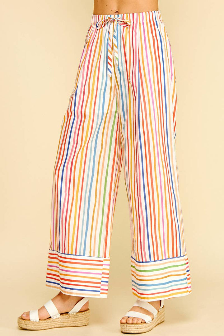 Pants - RAINBOW STRIPE WIDE LEG PANTS - - Cultured Cloths Apparel