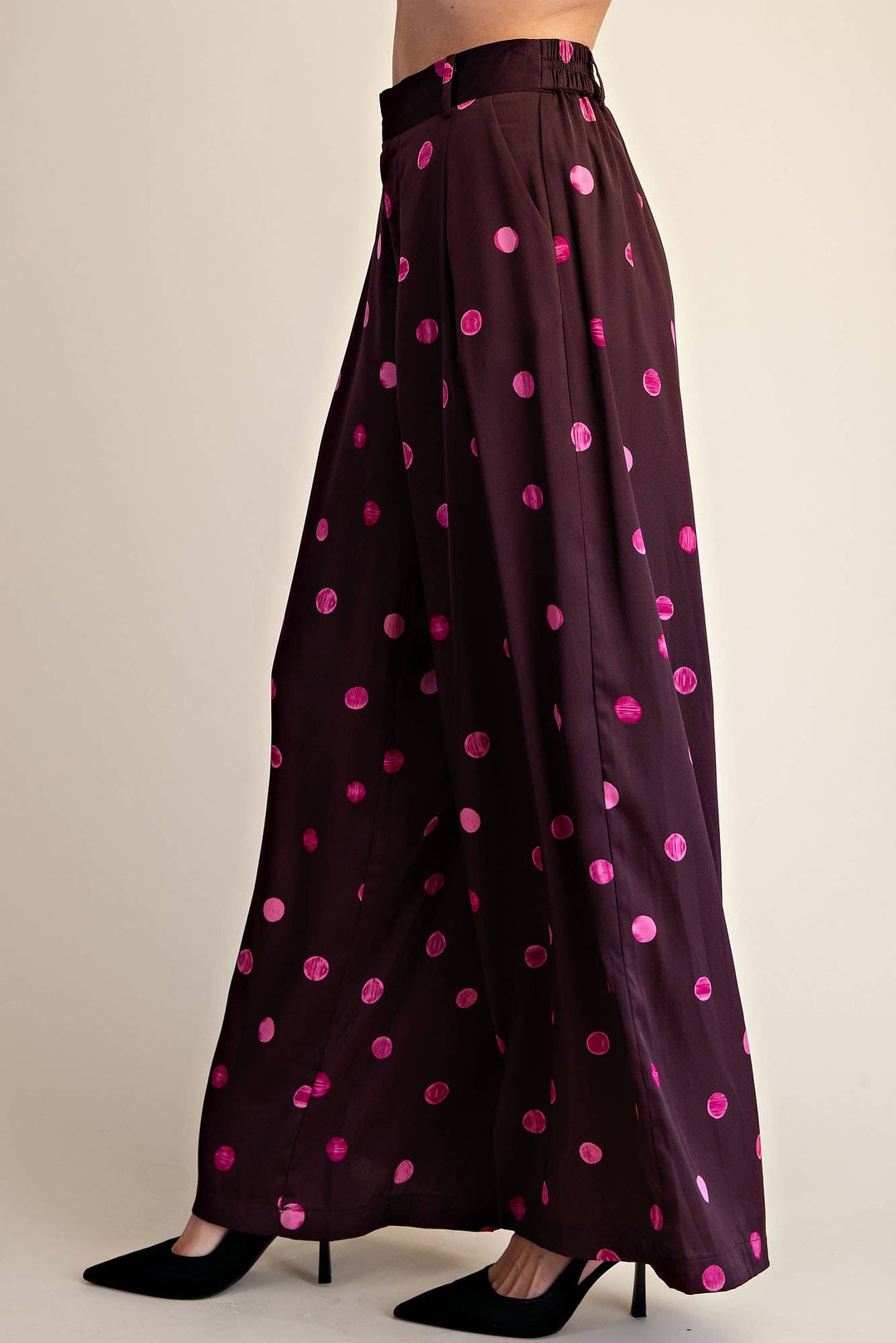 Tailored Wide Polka Dot High Waist Pants
