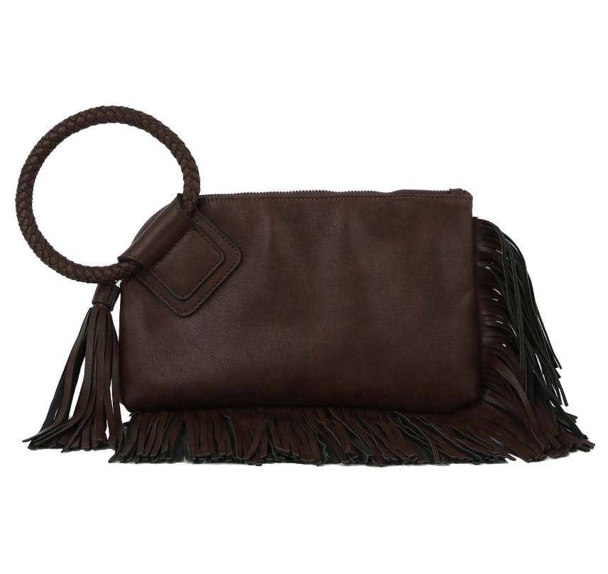 - Fringe Soft Vegan Leather Wristlet/Clutch - - Cultured Cloths Apparel