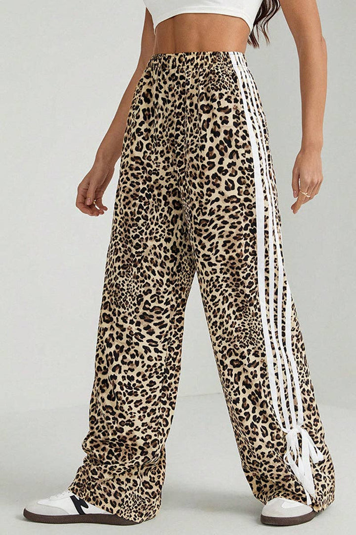 Pants - Leopard Print Stripe Casual Pants - - Cultured Cloths Apparel