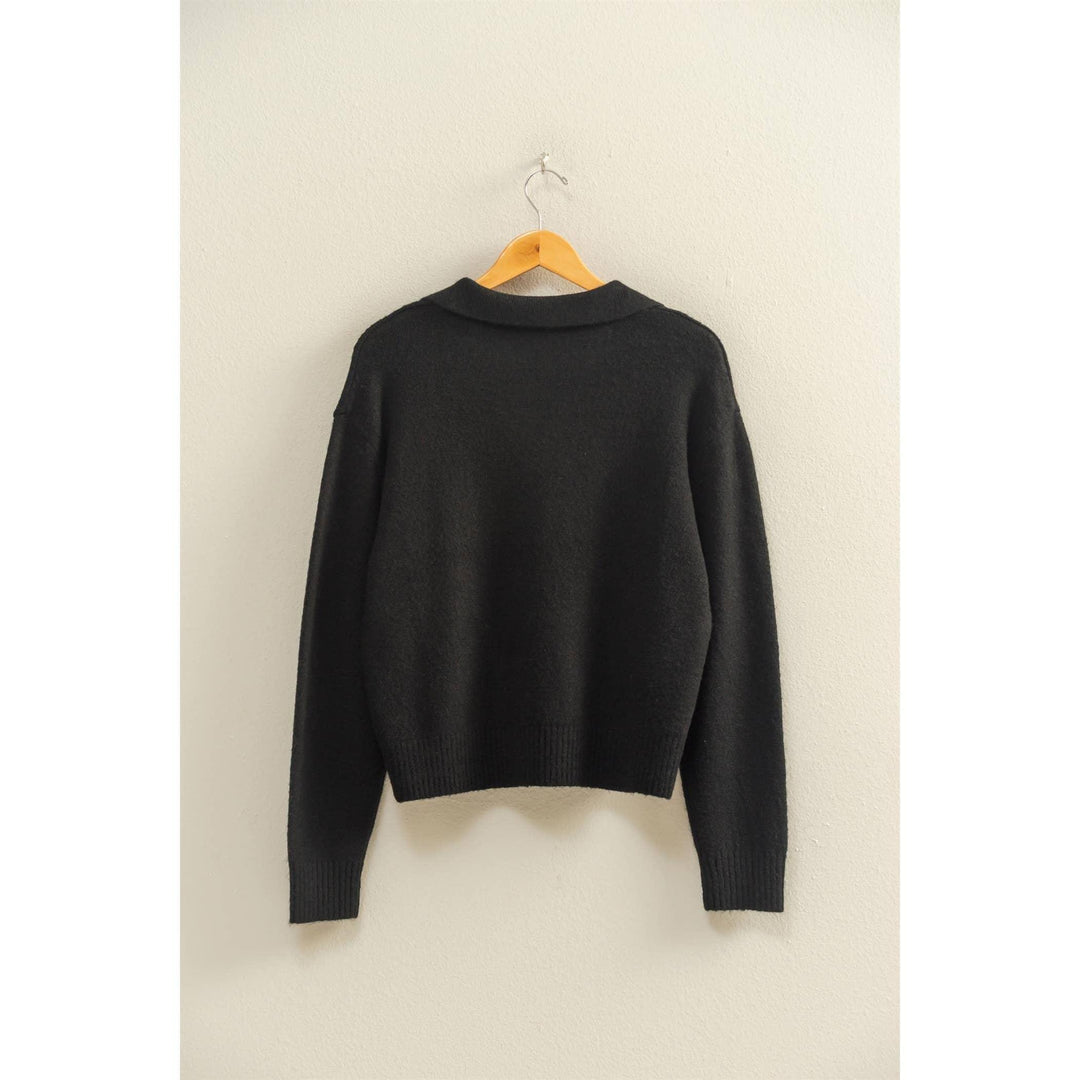 Women's Sweaters - Collared V Neck Sweater - - Cultured Cloths Apparel