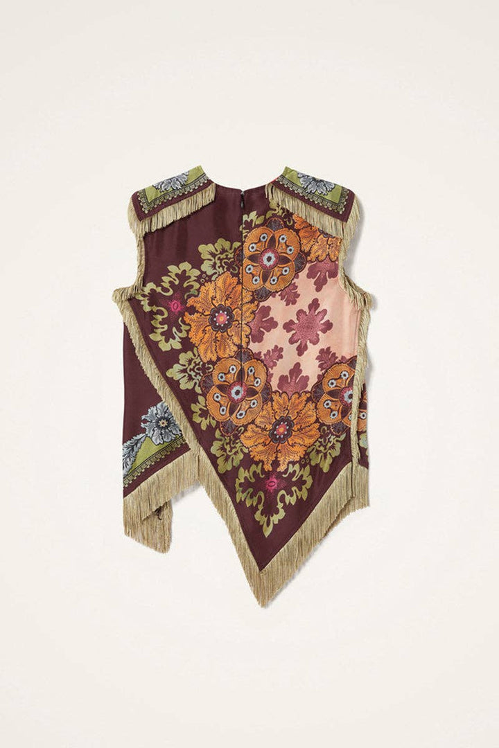 Asymmetrical Fringe Cross Top