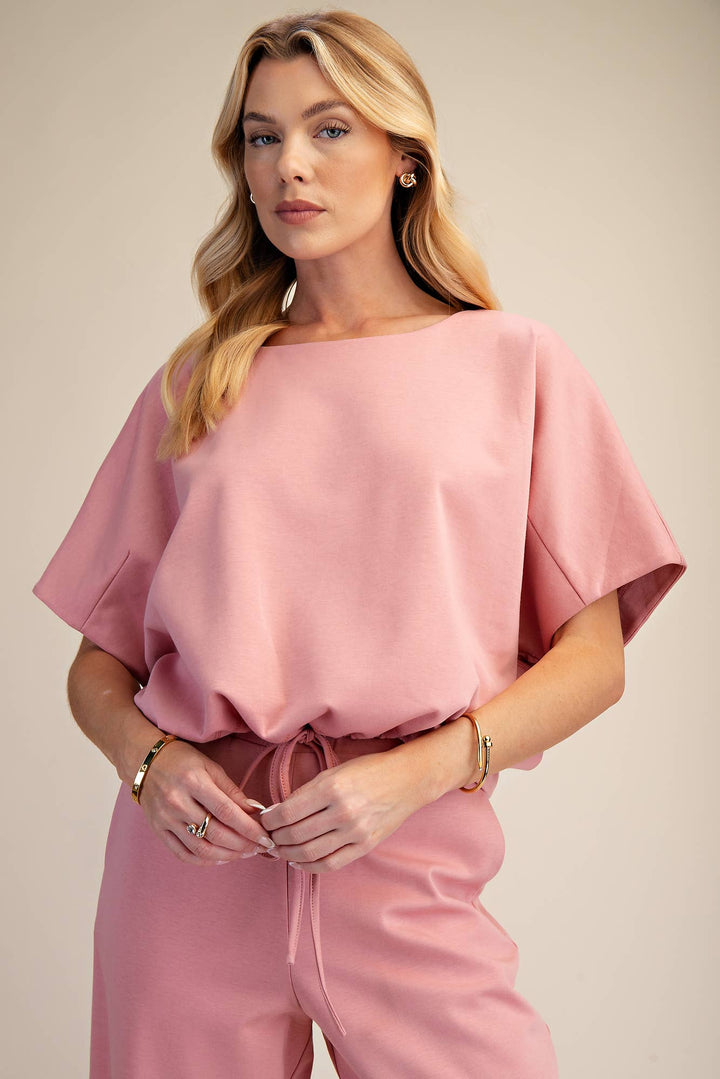 - Round Neck Asymmetrical Hem Adjustable With Ties Top - - Cultured Cloths Apparel