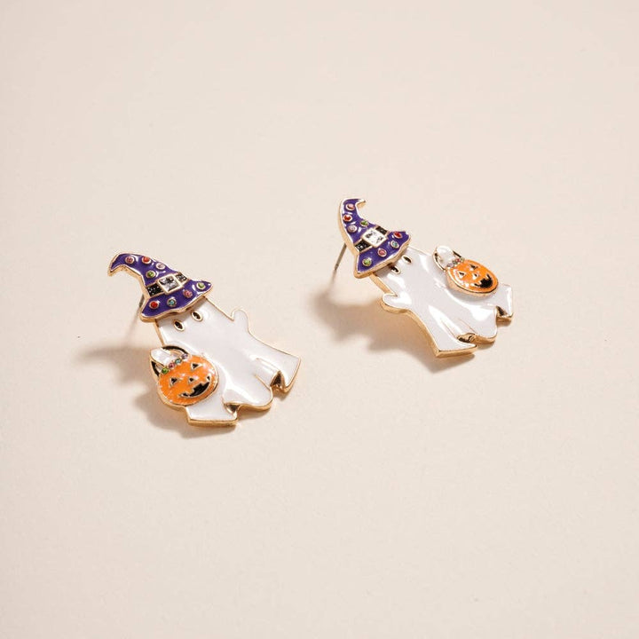 Accessories, Earrings - Ghost Witch Hat Post Earrings Jewelry Halloween - - Cultured Cloths Apparel