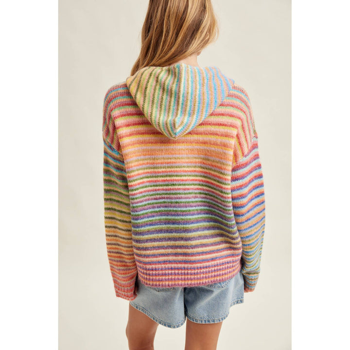 MULTI STRIPE ZIP SWEATER HOODIE