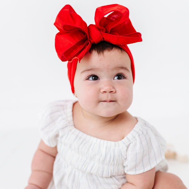 Accessories - Baby Bling® Faux Silk Big Classic Bow on soft nylon headband - - Cultured Cloths Apparel