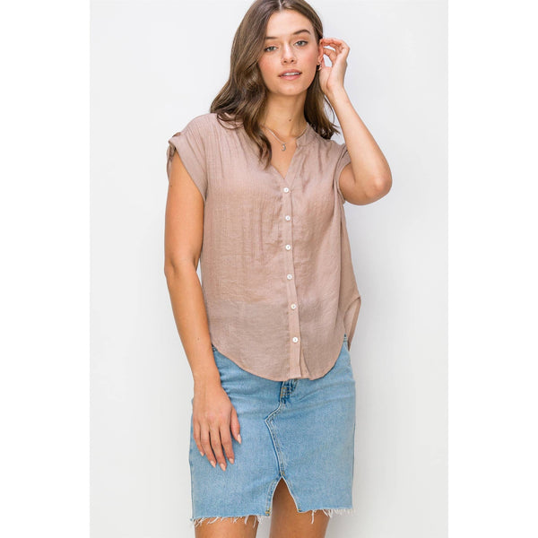 Women's Short Sleeve - Button-Down Flowy Top -  - Cultured Cloths Apparel