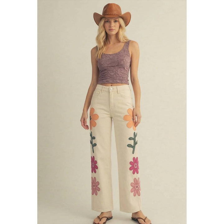 Garden Embroidered Straight Leg Denim