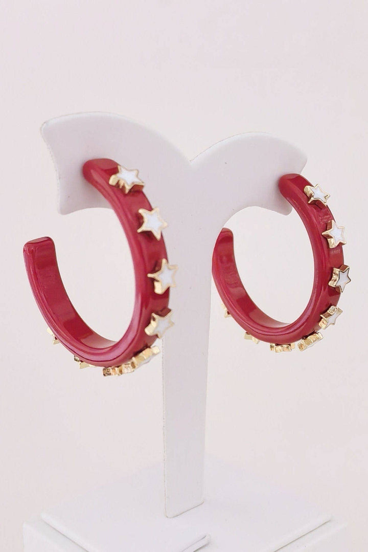 Accessories, Earrings - JE23129 Gameday Hoop Earring with Star - - Cultured Cloths Apparel