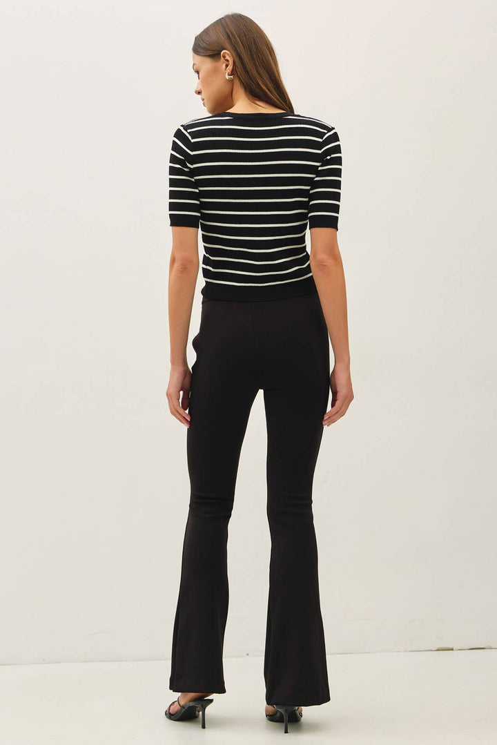 STRIPED SHORT SLEEVE CARDIGAN