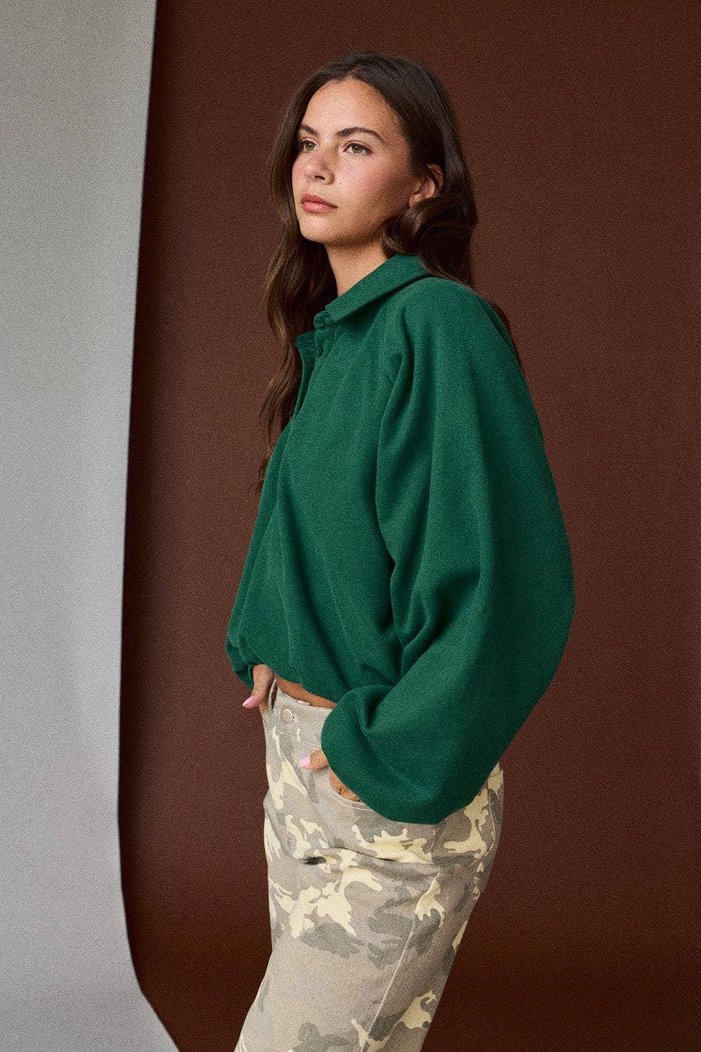 Oversized Long-Sleeve Polo