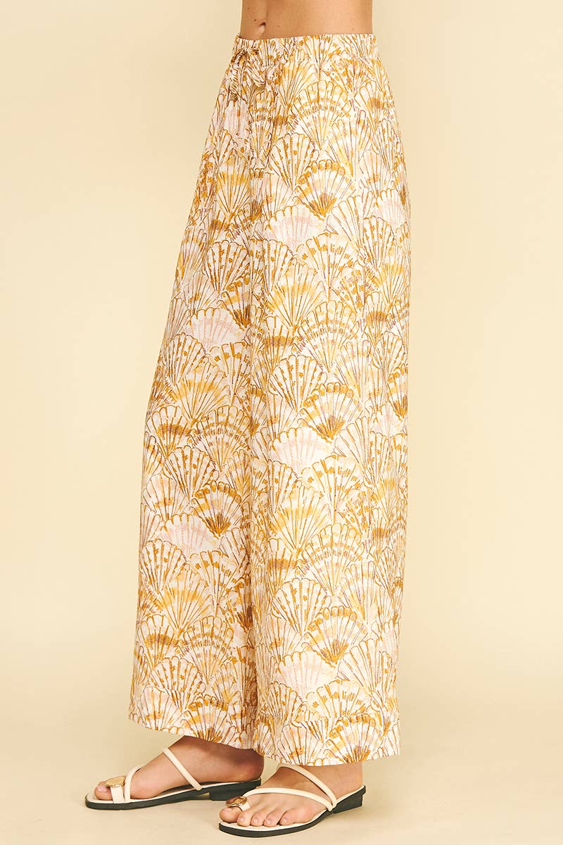 Pants - HIGH-WAISTED WIDE LEG SEASHELL PANTS - - Cultured Cloths Apparel
