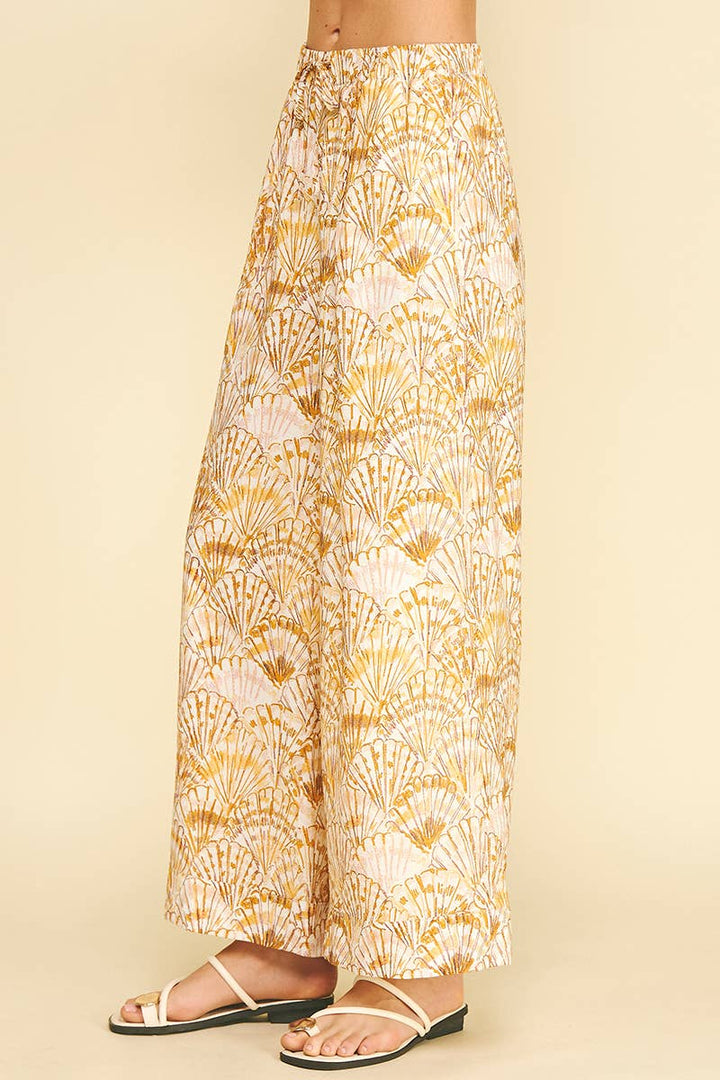 Pants - HIGH-WAISTED WIDE LEG SEASHELL PANTS - - Cultured Cloths Apparel