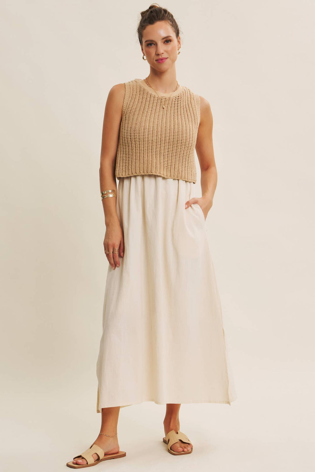 Women's Dresses - TRUE CUSTOMER FAVORITE CHUNKY SWEATER TWOFER MIDI DRESS - - Cultured Cloths Apparel